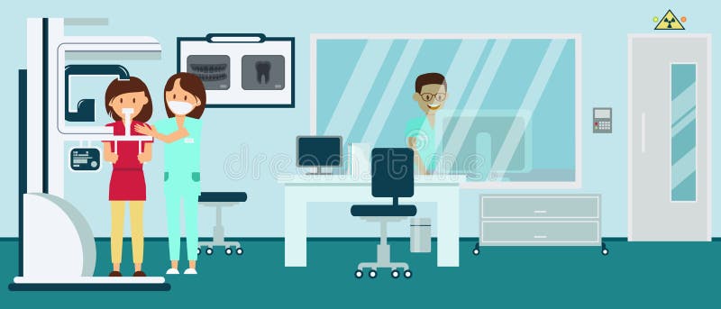 Isometrischer weiblicher Patient macht panoramisches Radiographiebild im zahnmedizinischen Radiologieraum stock abbildung Isometrischer weiblicher Patient macht panoramisches Radiographiebild im zahnmedizinischen Radiologieraum stock abbildung