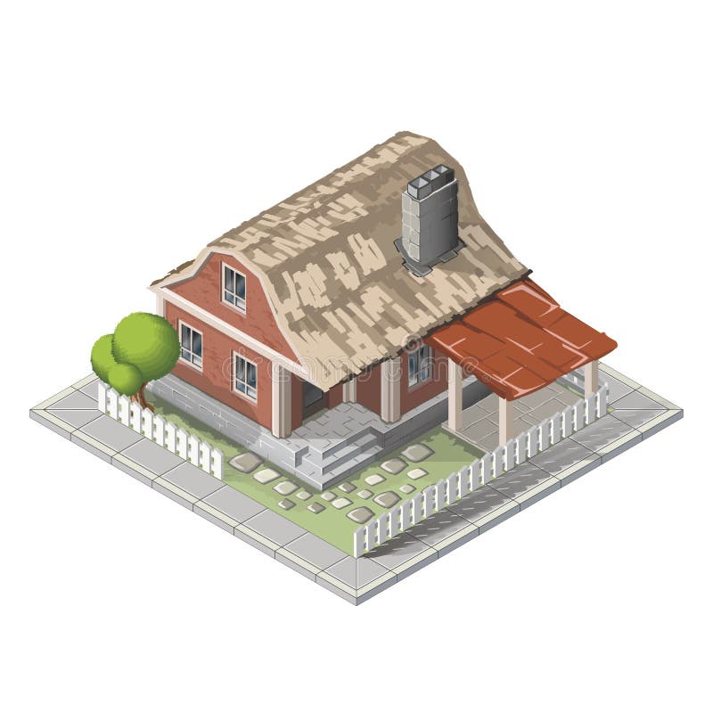 Isometrisches Gebäude des Bauernhofes, Bauernhaus lizenzfreie abbildung Isometrisches Gebäude des Bauernhofes, Bauernhaus lizenzfreie abbildung