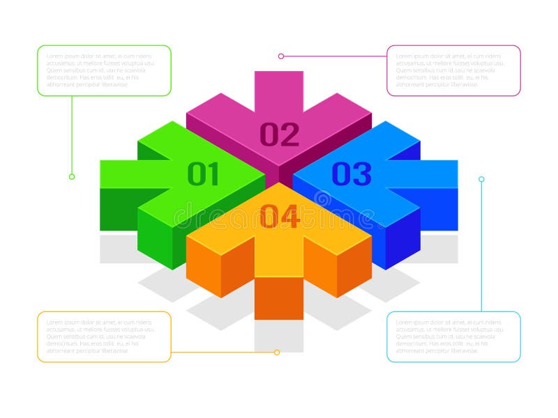 Isometriska pilar med flödesdiagram-, workflow- eller processinfographics Nästa stegpilar för presentationer Isolerad vektor royaltyfri illustrationer