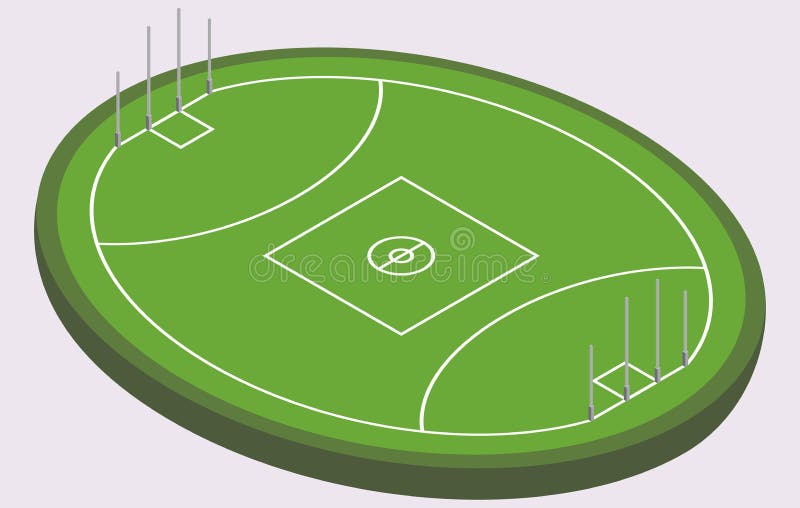 Isometriskt fält för australisk fotboll, isolerad bild stock illustrationer Isometriskt fält för australisk fotboll, isolerad bild stock illustrationer