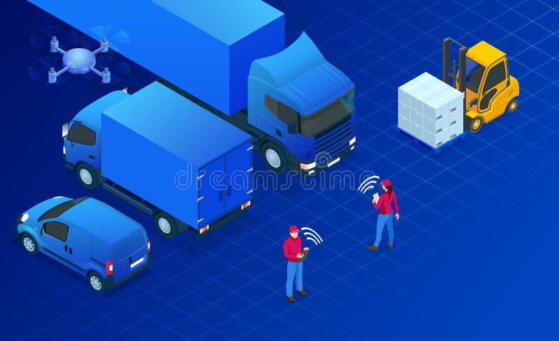 Isometriskt logistikautomationbegrepp Leveransbegrepp med isometriska medel för lasttransport internationellt stock illustrationer Isometriskt logistikautomationbegrepp Leveransbegrepp med isometriska medel för lasttransport internationellt stock illustrationer