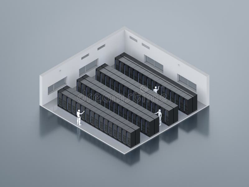 Isométrico da sala de servidores ilustração do vetor