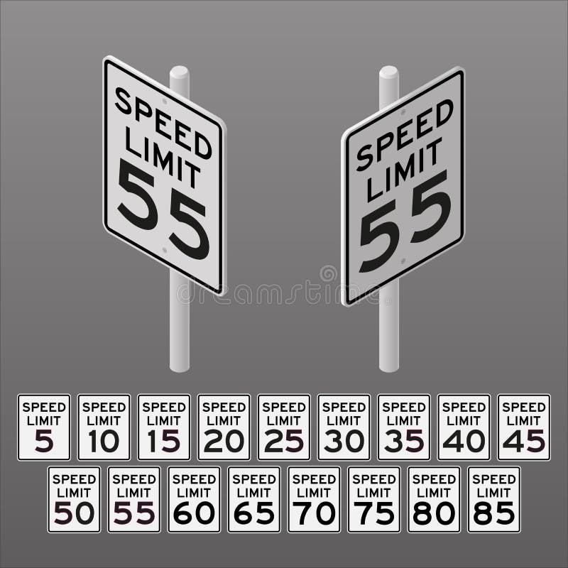 Isometry ilustration of road sign speed limit vector illustration