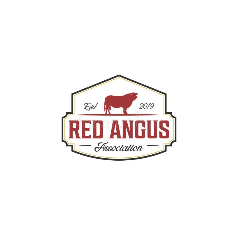Ispirazioni rosse d'annata di progettazione di logo di angus