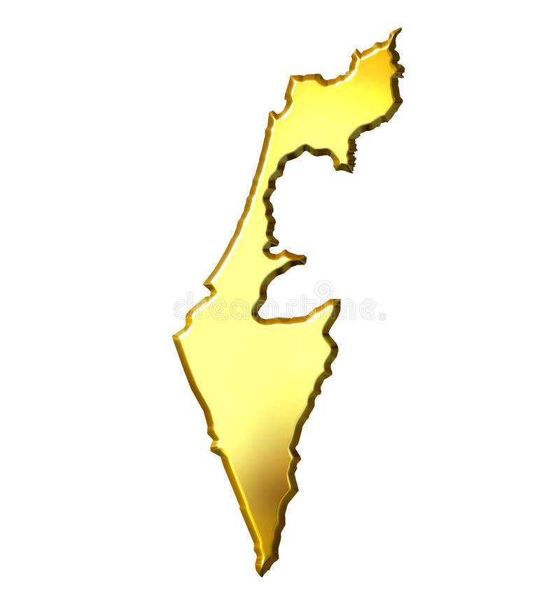 Israel 3d Golden Map royalty free illustration
