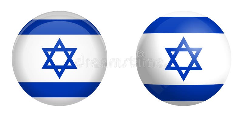 Israel-Flagge unter Knopf der Haube 3d und auf glattem Bereich/Ball stock abbildung Israel-Flagge unter Knopf der Haube 3d und auf glattem Bereich/Ball stock abbildung