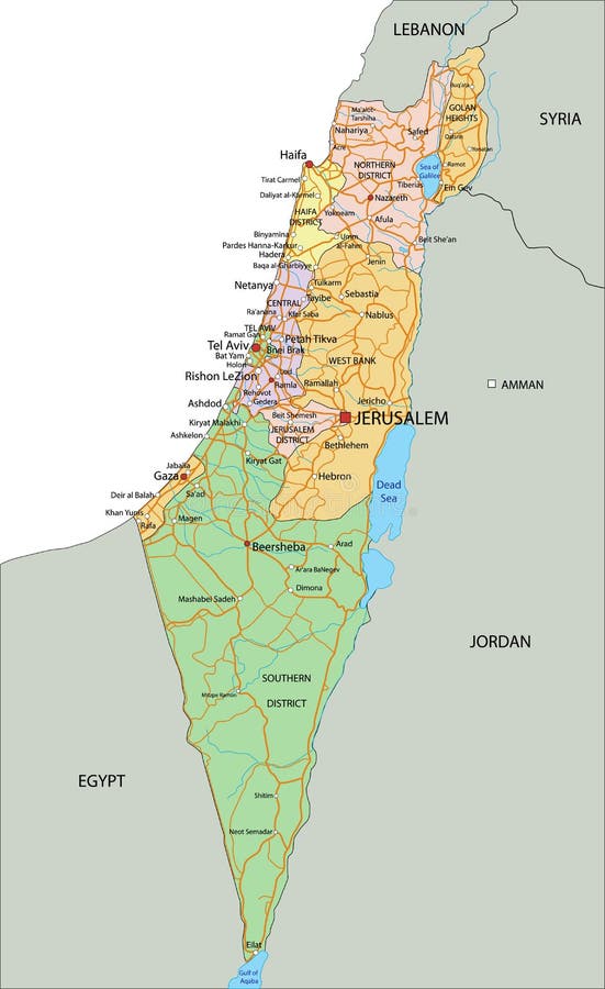 Israel - Highly detailed, editable political map with labeling. Vector illustration. Israel - Highly detailed, editable political map with labeling. Vector illustration.