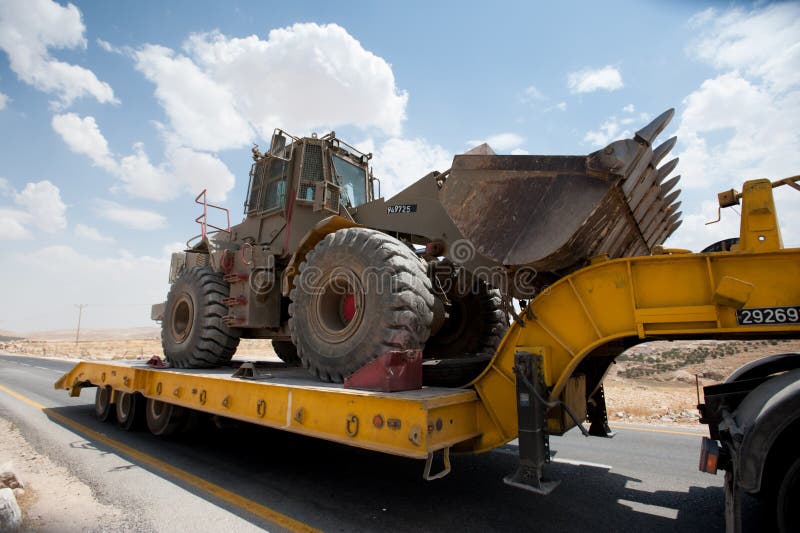 Israeli armored Caterpillar tractor in West Bank