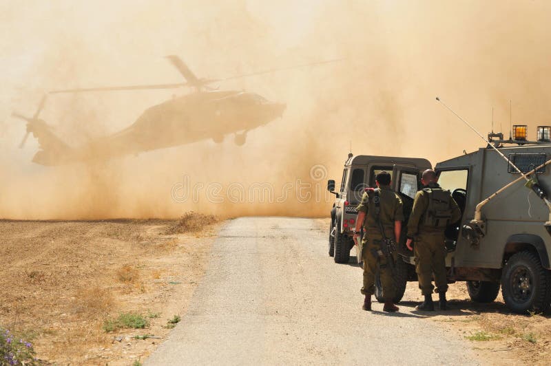 Israeli Army and Helicopter stock photo Israeli Army and Helicopter stock photo