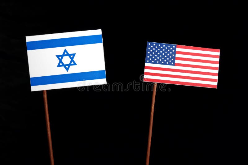 Israeli flag with USA flag on black royalty free stock photo Israeli flag with USA flag on black royalty free stock photo