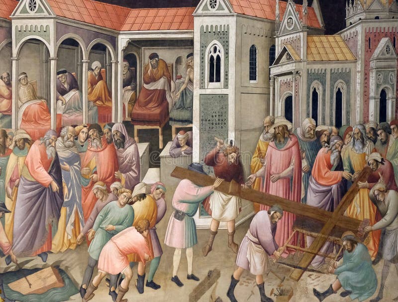 The Isrealites pulling up the wood from the pool where it was found to make the True Cross, Basilica di Santa Croce in Florence