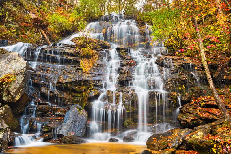 Issaqueena Falls during autumn season in Walhalla, South Carolina