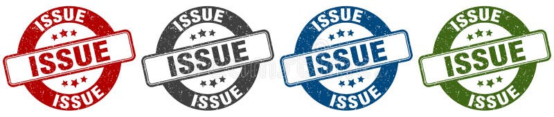 Issue stamp. issue round stamp set isolated on white background vector illustration