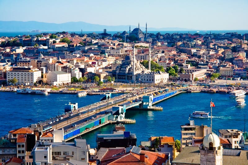 View from Galata tower to Golden Horn, Istanbul, Turkey. View from Galata tower to Golden Horn, Istanbul, Turkey