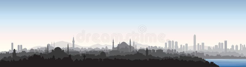 Istanbul city skyline. Travel Turkey background. Turkish urban cityscape