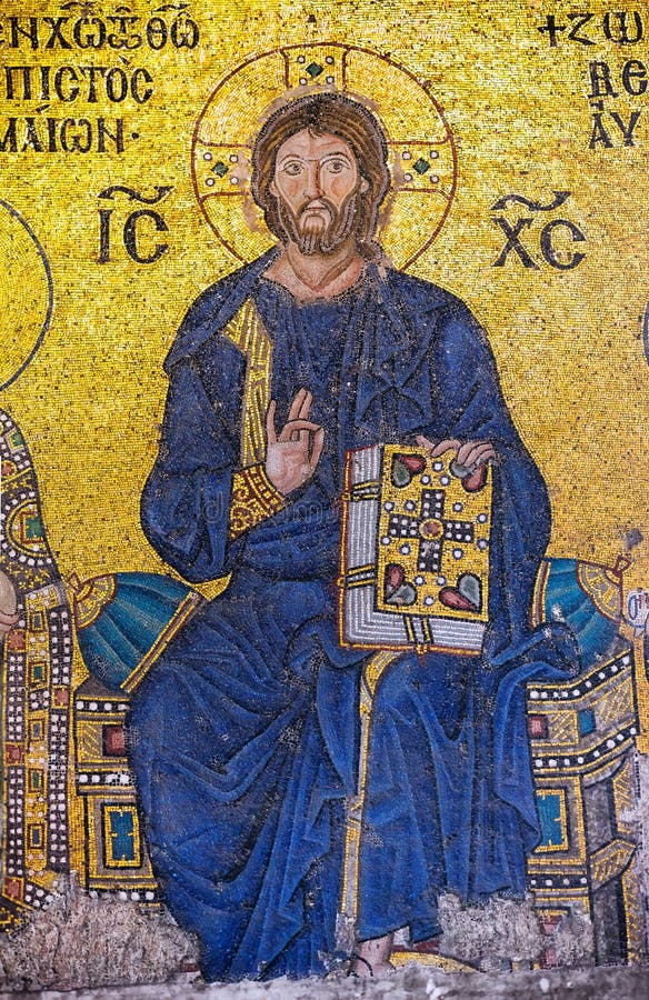 ISTANBUL, DIE TÜRKEI - 20. NOVEMBER: Ein byzantinisches Mosaik, das Jesus Chri zeigt lizenzfreies stockfoto ISTANBUL, DIE TÜRKEI - 20. NOVEMBER: Ein byzantinisches Mosaik, das Jesus Chri zeigt lizenzfreies stockfoto