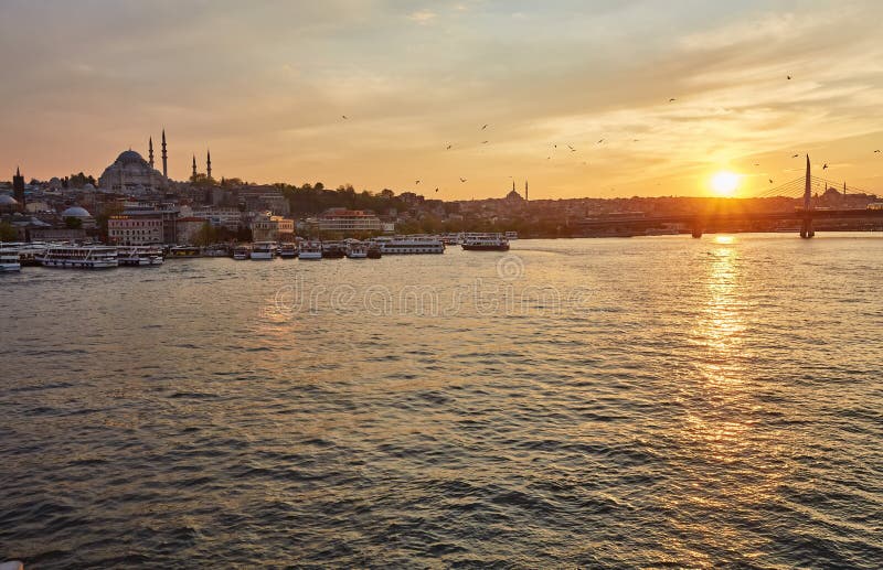 Istanbul at a dramatic sunset stock photo