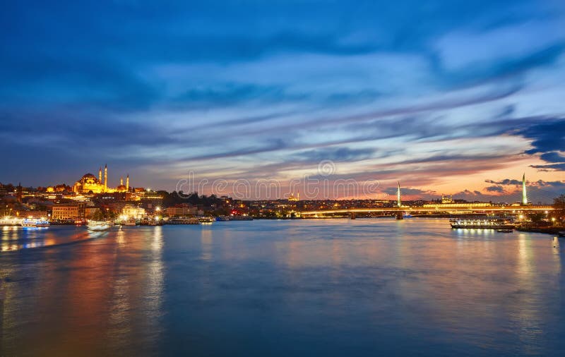Istanbul at a dramatic sunset stock photos