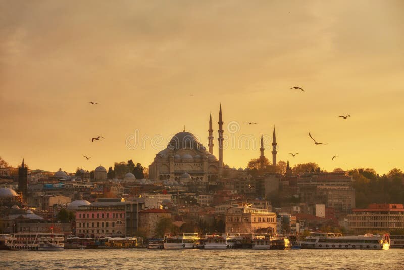 Istanbul at a dramatic sunset stock image