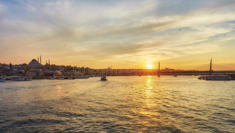 Istanbul at a dramatic sunset stock photography
