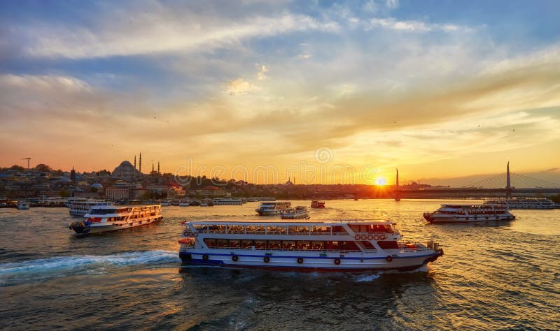 Istanbul at a dramatic sunset stock image