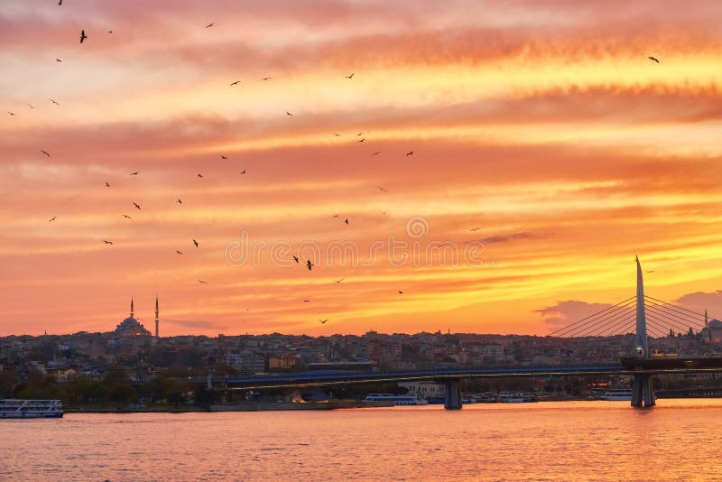 Istanbul at a dramatic sunset stock photos