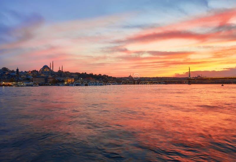 Istanbul at a dramatic sunset stock photos