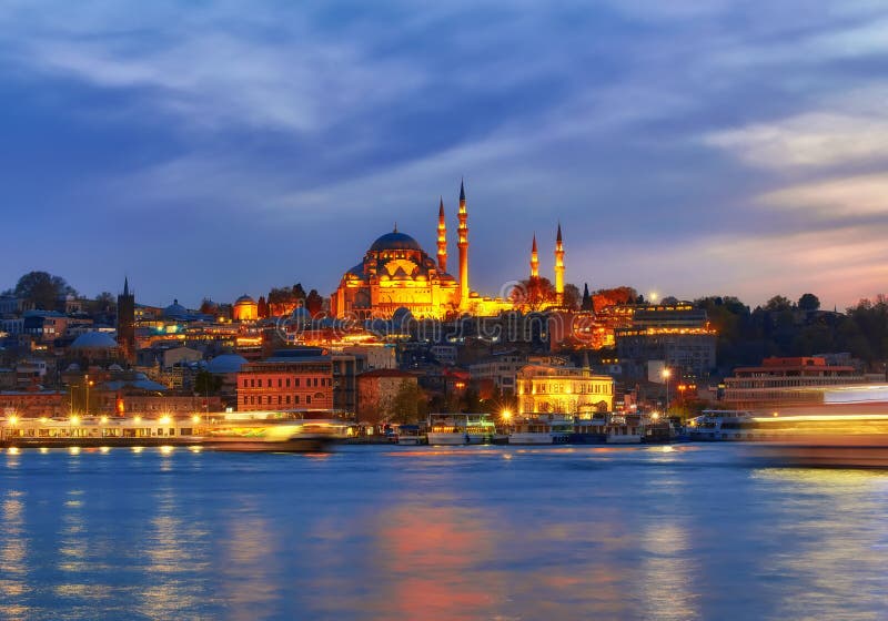 Istanbul at a dramatic sunset stock photography