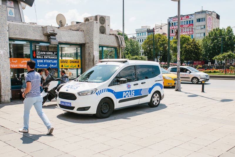 Istanbul, July 11, 2017: a Police Car on the Street in the Aksaray Area ...