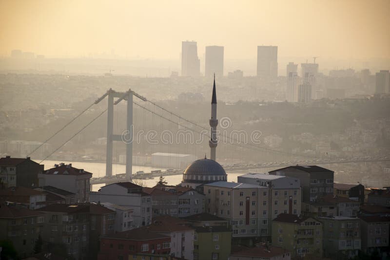 Istanbul landskap från den Camlica moskén royaltyfri foto Istanbul landskap från den Camlica moskén royaltyfri foto