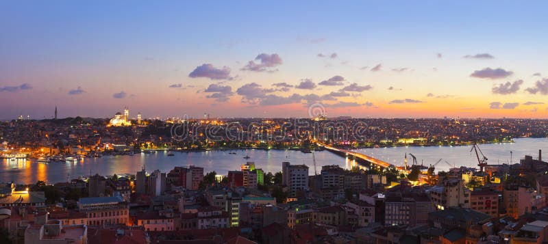 Istanbul sunset panorama - Turkey travel background