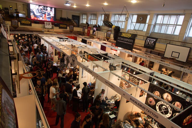 ISTANBUL, TURKEY - SEPTEMBER 20, 2014: Tattooists meet in Istanbul Tattoo Convention which held in Kadikoy.