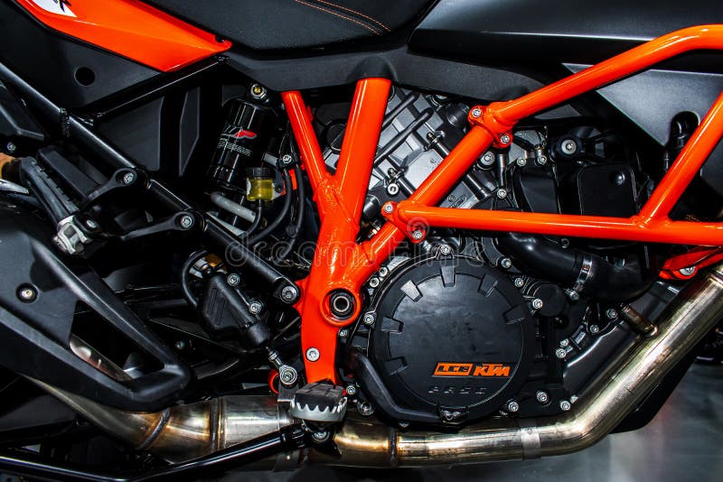 Motorcycle Engine Block and Engine Chassis Editorial Photography