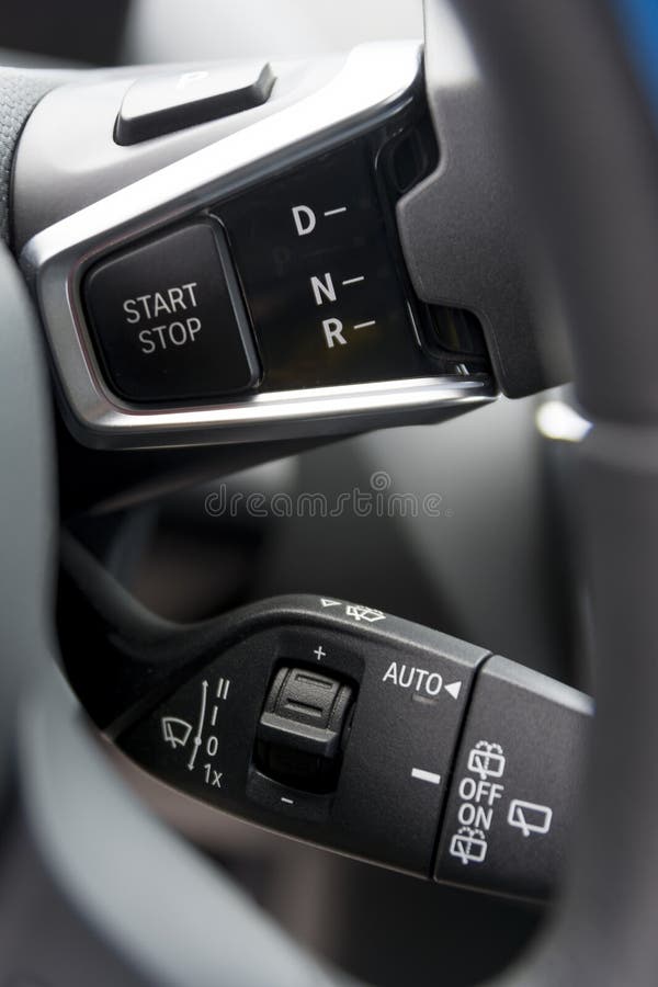 ISTANBUL, TURKEY, MAY 17, 2016: Interior detail from BMW i3, a B-class, high-roof hatchback manufactured and marketed by BMW with an electric powertrain using rear wheel drive. ISTANBUL, TURKEY, MAY 17, 2016: Interior detail from BMW i3, a B-class, high-roof hatchback manufactured and marketed by BMW with an electric powertrain using rear wheel drive.