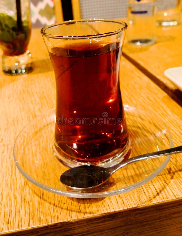 Turkish tea on a table in one of Istanbul`s restaurants stock photo Turkish tea on a table in one of Istanbul`s restaurants stock photo