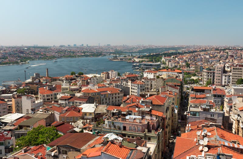 Istanbul Turkiet/Maj 9, 2016: Flyg- stadssikt av Istanbul fotografering för bildbyråer Istanbul Turkiet/Maj 9, 2016: Flyg- stadssikt av Istanbul fotografering för bildbyråer