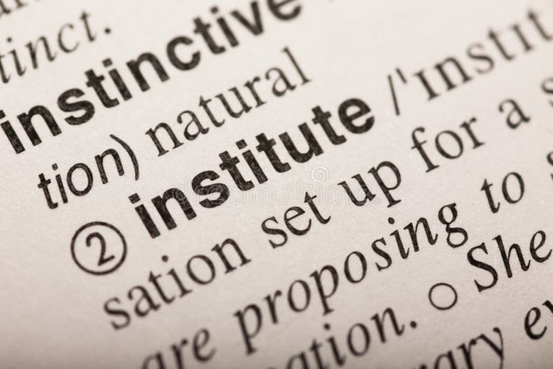Institute - word in dictionary. Macro shot. Selective focus. Institute - word in dictionary. Macro shot. Selective focus