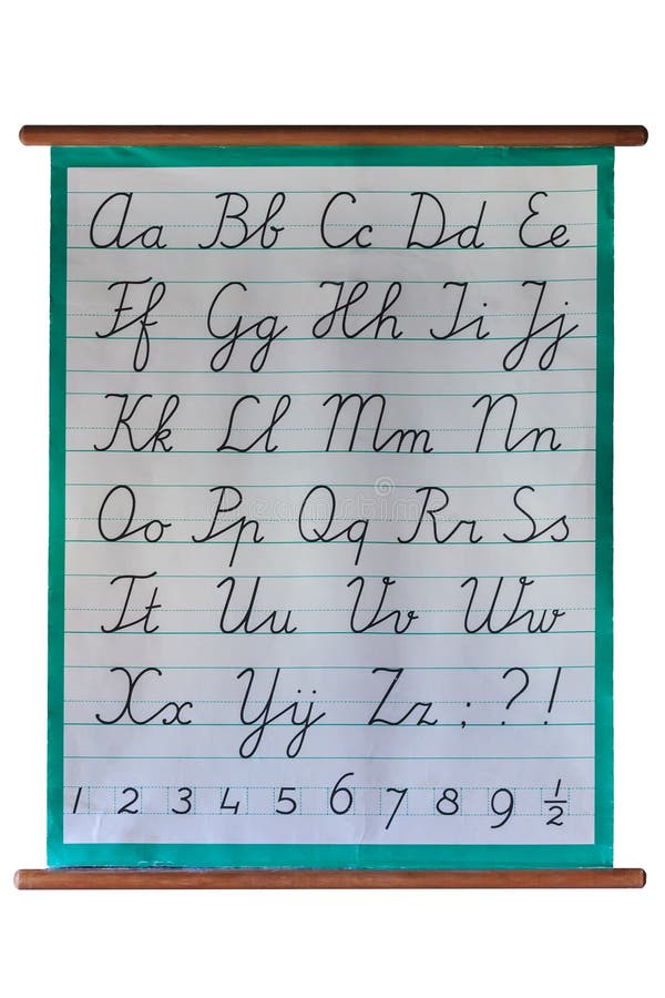 Istruisca il manifesto con l'alfabeto scritto a mano su bianco