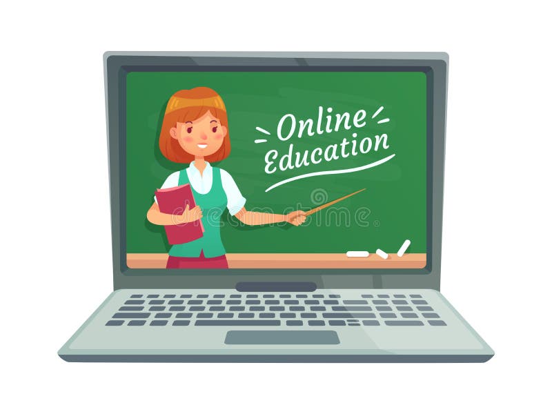 Istruzione online con l'insegnante personale Professore insegna alle tecnologie informatiche Lavagna della scuola isolata sul vet illustrazione vettoriale Istruzione online con l'insegnante personale Professore insegna alle tecnologie informatiche Lavagna della scuola isolata sul vet illustrazione vettoriale