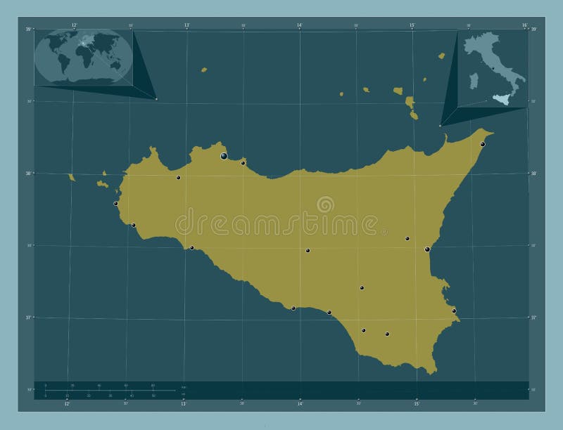 Localização Da Região Autônoma Siciliana De Itália . Alívio