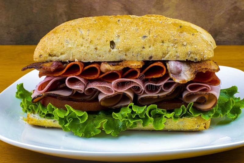 Itailan Blt on Ciabatta Bread Stock Photo - Image of salami, meat ...