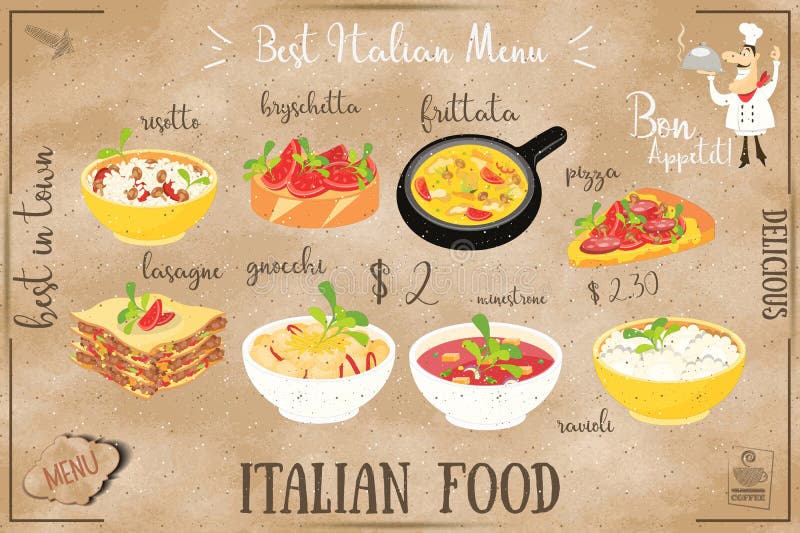 Italiaans voedselmenu