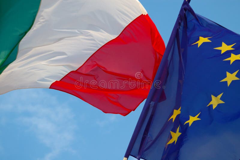 Italiaanse en Europese vlaggen stock afbeelding Italiaanse en Europese vlaggen stock afbeelding