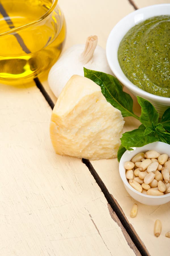 Italian Basil Pesto Sauce Ingredients Stock Photo Image of fresh