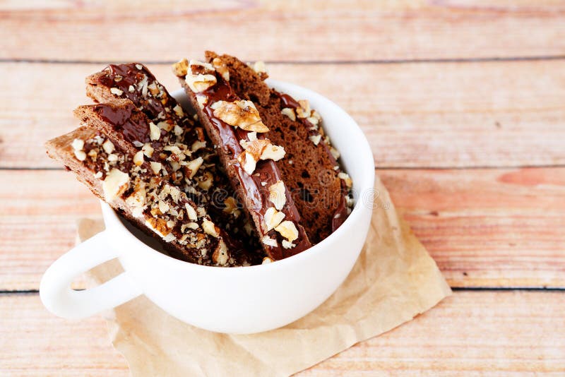 Italian biscotti with chocolate