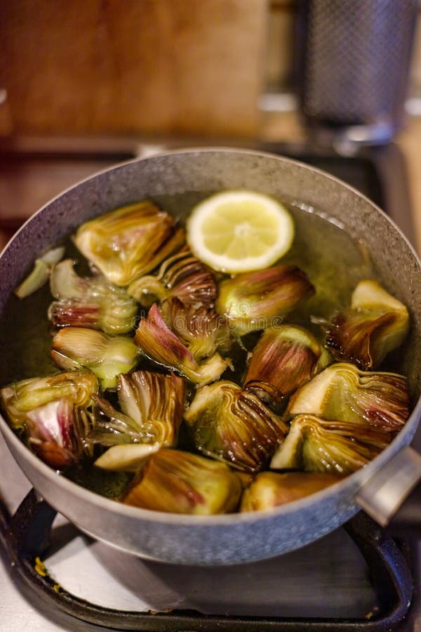 Boiled Artichokes with Olive Oil and Sea Salt Served with Red Wine Stock Image Image of bowl