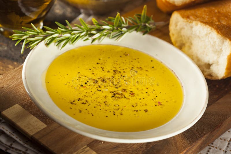 Italian Bread with Olive Oil for Dipping Stock Photo Image of slice