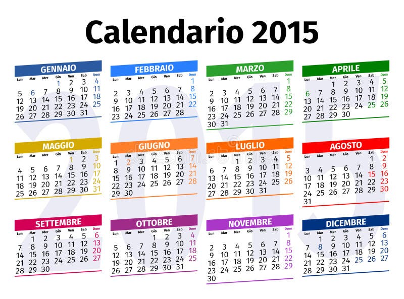Italian calendar 2015 royalty free illustration