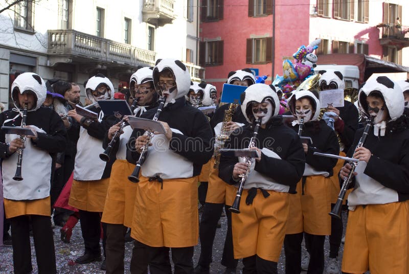 Traditional italian carnival in Morbegno (Sondrio) - Italy - the parade of floats and masked groups - 22 february 2009. Traditional italian carnival in Morbegno (Sondrio) - Italy - the parade of floats and masked groups - 22 february 2009