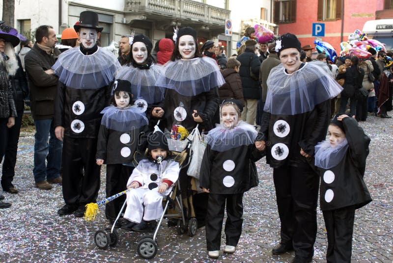 Traditional italian carnival festival in Morbegno (Sondrio) - Italy - the parade of floats and masked groups - 22 february 2009